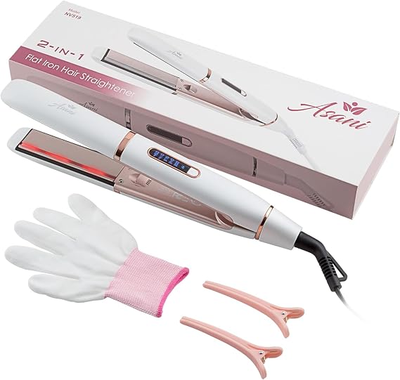 Asani 2-in-1 Flat Iron Hair Straightener and Curler with Negative Ions