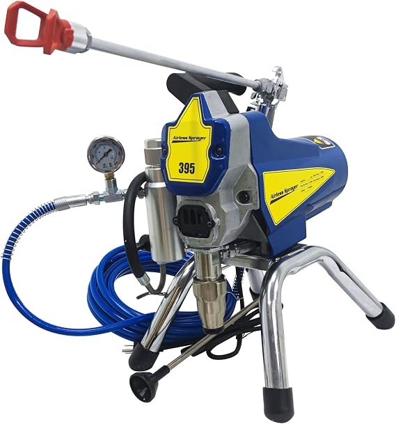 INTBUYING 395 Airless Paint Sprayer, 2200W High Efficiency Electric Airless Paint Sprayer, 3300PSI Cart Thinning-Free Airless Sprayer with Spray Gun 110V for Home, Commercial Use