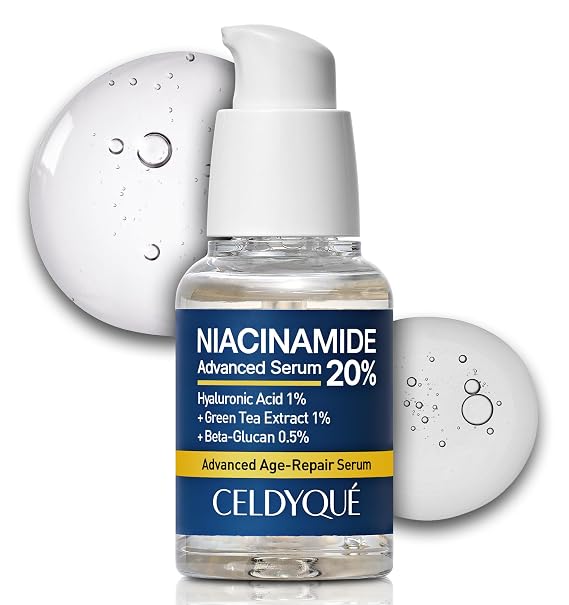 Niacinamide 20% + Hyaluronic Acid 1% Serum for Face w/Green Tea Extract - Pore Minimizer, Even Skin Tone, Fine Line Vitamin B3 Beta-Glucan Korean Skincare