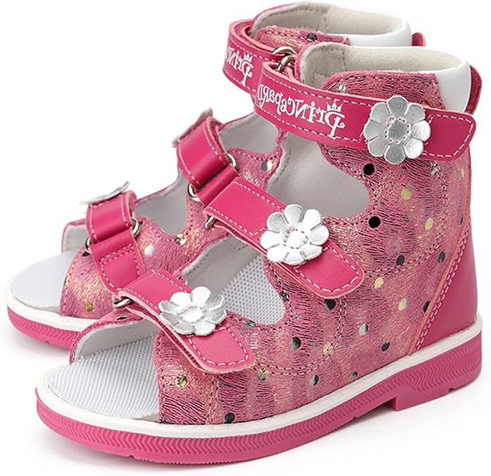princepard Orthopedic Sandals for Kids with High Back,Girls Corrective Shoes with Ankle and Arch Support