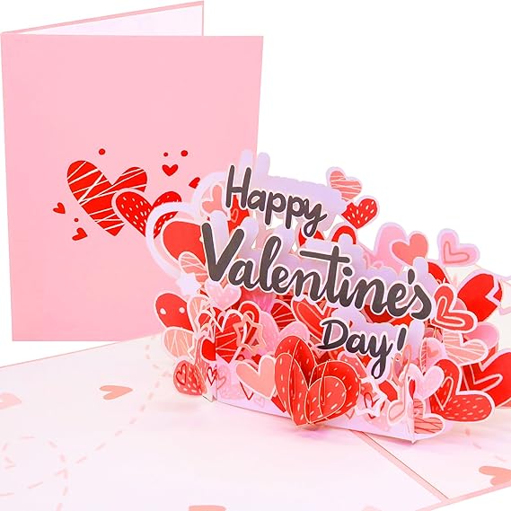 PopLife Happy Valentine's Day 3D Pop Up Card Message - Romantic Valentine Card for Valentine's Day Wishes, Anniversary, Date Night - Fiance, Partner, Girlfriend, Husband