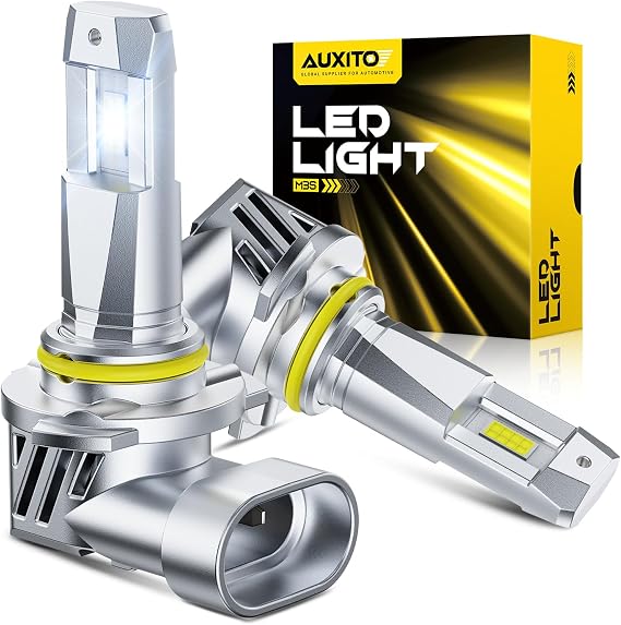 AUXITO 9005 HB3 Fog Light Bulbs, 6500K Cool White, 50000 Lumens Per Set | 900% Brighter than Halogen, 50000 Hours Lifespan, Pack of 2
