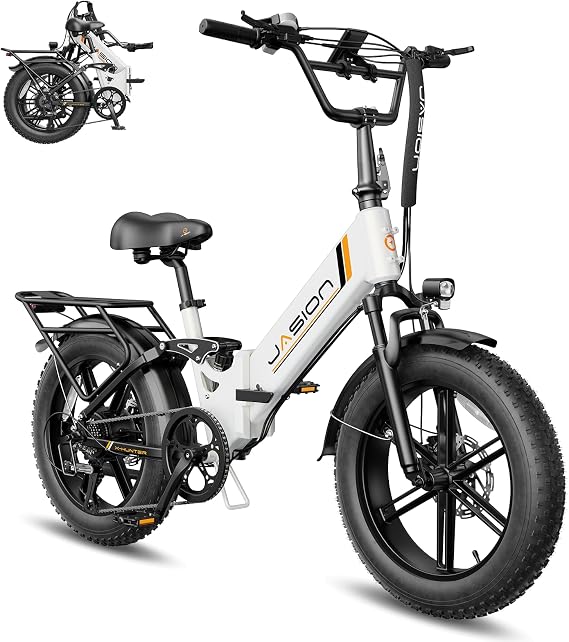 Jasion X-Hunter/ST/PRO Electric Bike for Adults,1800W/1400W Peak 20''Fat Tire Foldable Ebike,Folding E Bike Up to 80/70 Miles Range,720/624WH Removable Battery,30 MPH E Bike,Certified by UL2849
