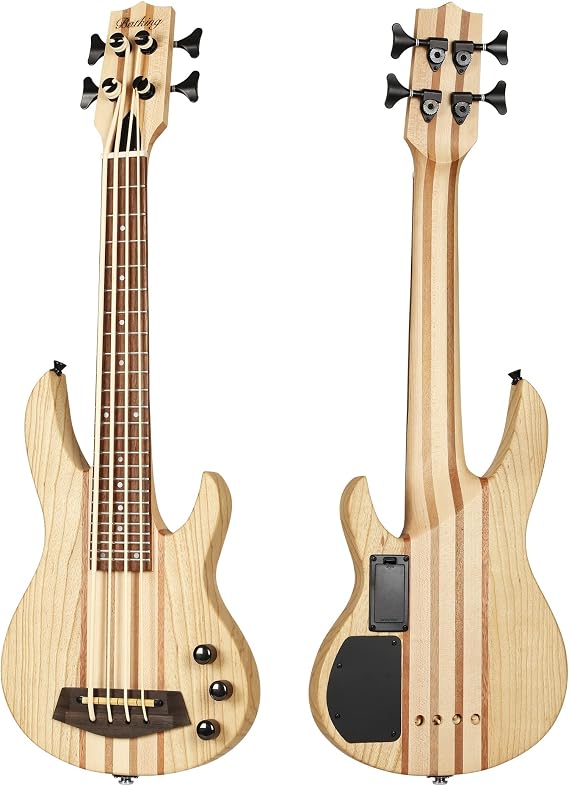 MiNi 4string ukulele electric bass natural color neck-thru style