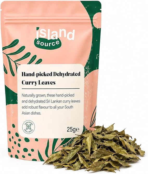 Curry Leaves Natural Dehydrated 25g – Handpicked not Curry Leaves Dried or Dried Curry Leaves – Essential Spices for South Asian Dishes - Superior Flavour Sri Lankan Curry Spices by Island Source