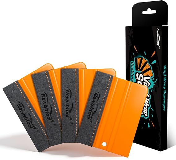NEWISHTOOL Stitched Buffer Felt Vinyl Wrap Squeegee PPF Tools, 4-Pack
