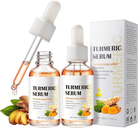 Leogony 2PCS Lightening Turmeric Serum Dark Spot Removal Corrector for Face Skin Glow, 30 ml, Anti Aging, Hydrating, Reduce Wrinkles