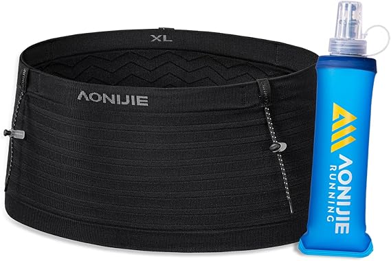 Running Belt for Men Women with 250ml Water Bottle, Lightweight Reflective Waist Pack for Running, Hiking, Training - XL