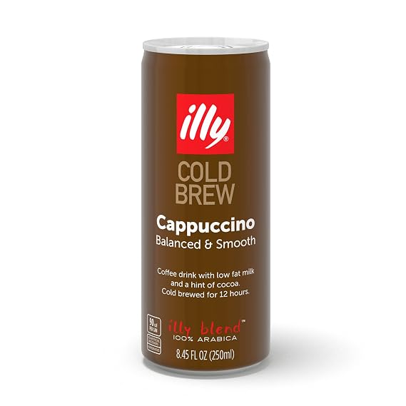 illy Ready To Drink Coffee Cappuccino Cold Brew Cans - Notes Of Milk & Chocolate - 100% Arabica - Smooth & Refreshing Taste - Convenient, Easy to Carry Drink 8.45 Fl Oz (Pack of 1)