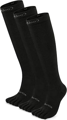 Compression Toe Socks Knee High Coolmax Hiking Socks Graduated Support for Running,Travel,Flight