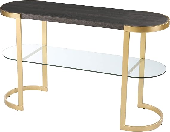 SEI Furniture - Otsento Console Table - Transitional Design, Black Glass and Wood - Ideal for Entryway, Living Room (CM1104303)