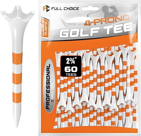 60/100 Pack Plastic Golf Tees (2-3/4"or 3-1/4"), Enhanced Durability & Stability, Designed to Reduce Friction and Side Spin