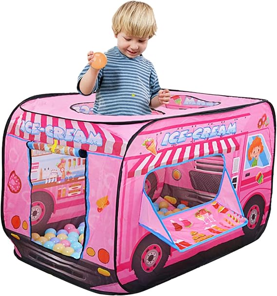 Ice Cream Truck Foldable Tent,Children's Play Tents,Children House Indoor Outdoor Play Toy Gift for Kids Toddlers,Portable Pop Up Play Teepee with Carry Bag