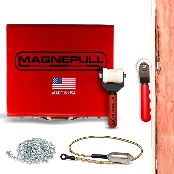 Magnepull XP1000-MC Magnetic Wire Puller for Electrical Tools W/Flexible Steel Leader & Metal Case, Does not work on Foam Insulation also not rcomended for steel studs without XP1000-8 Magnet