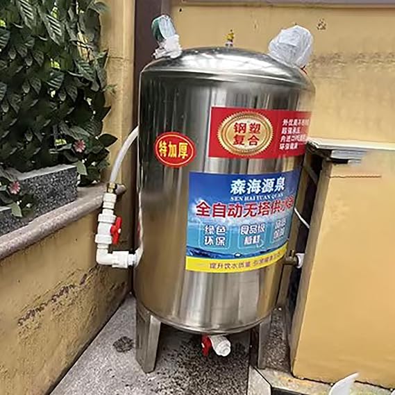 Stainless Steel Pressure Tank 15 25 40 50 65 80 100 130 185 Gal, Tap Water Pressurized Storage Tank Fully Automatic, Expansion Tank for Water Supply(50x115cm (200L/53 gal))