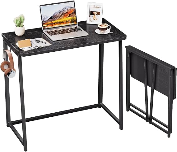 WOHOMO 80cm Folding Computer Desk,Small Writing Foldable Table, black