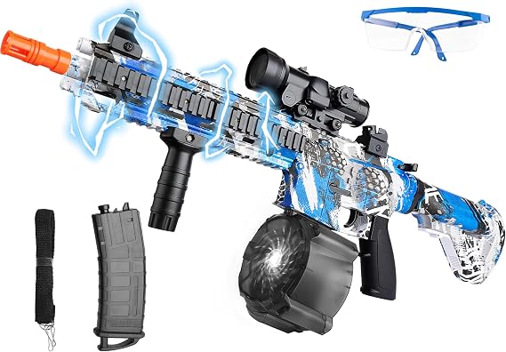 Gel Splat Blaster Automatic, Electric Splat Toy with Goggles(Blue)