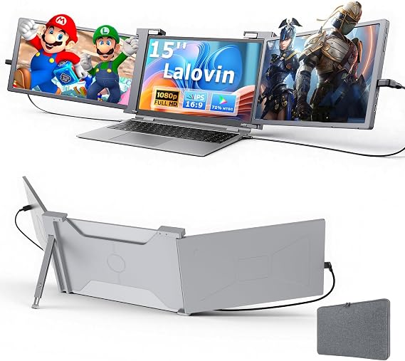Laptop Screen Extender, Triple Monitor for 15-17.3" Laptops