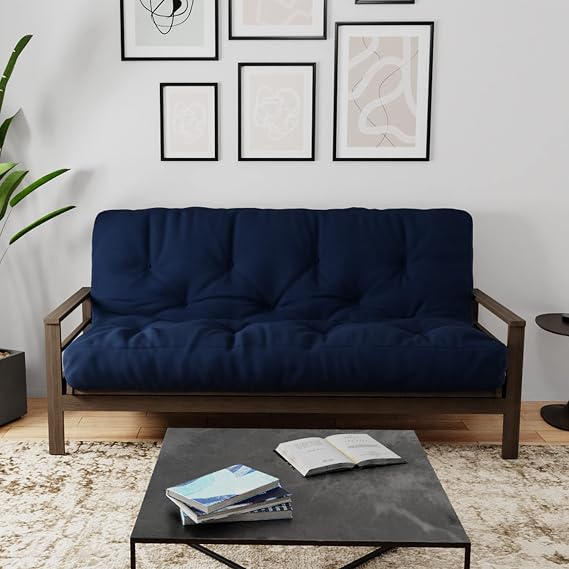 Royal Sleep Products by The Futon Factory 8 inch Memory Foam Futon Mattress - Cover - Size - CertiPUR Certified Foams - Made in The USA (Frame Not Included) (Navy, Full)