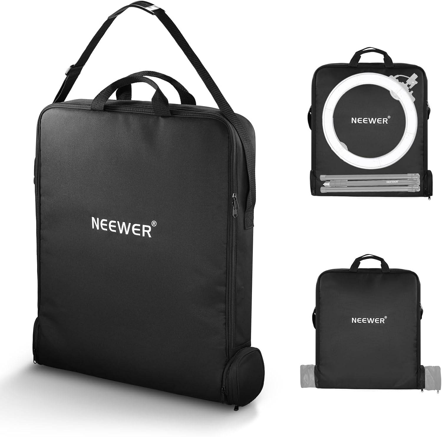 NEEWER 18 Ring Light Carrying Bag with Separate Storage Bag Expandable for 30.778cm Folded Light Stand Tripod, 23.6x22.860x58cm Lightweight Nylon Protective Bag for Ring Light with Stand, RU-009