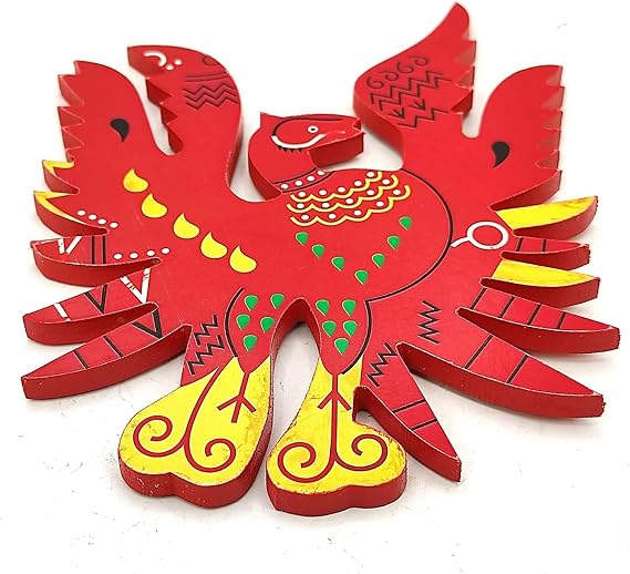 Vastu Feng Shui Wooden Phoenix Bird Business & Career Fame, Reputation, Recognition, Success Products Home Office Decor Items South Wall (Red, 4 Inches)