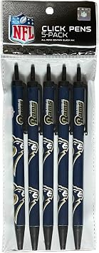 Pro Specialties Group NFL Los Angeles Rams 5-Pack Retractable Click Pens- Great Stocking Suffers and Party Favors