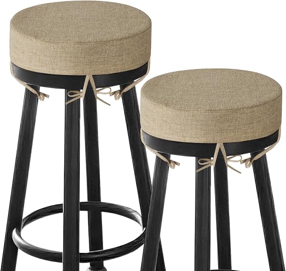 8cm Thick Bar Stool Cushions Round 31cm/12 Inch 2 Pack Beige