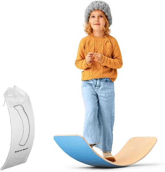 Ultimate Wooden Wobble Balance Board for Kids by bagacootha Wooden Toddler Toys & Kids Rocker for Endless Play & Imagination | 32" Wobble Balance Board with Felt Base.