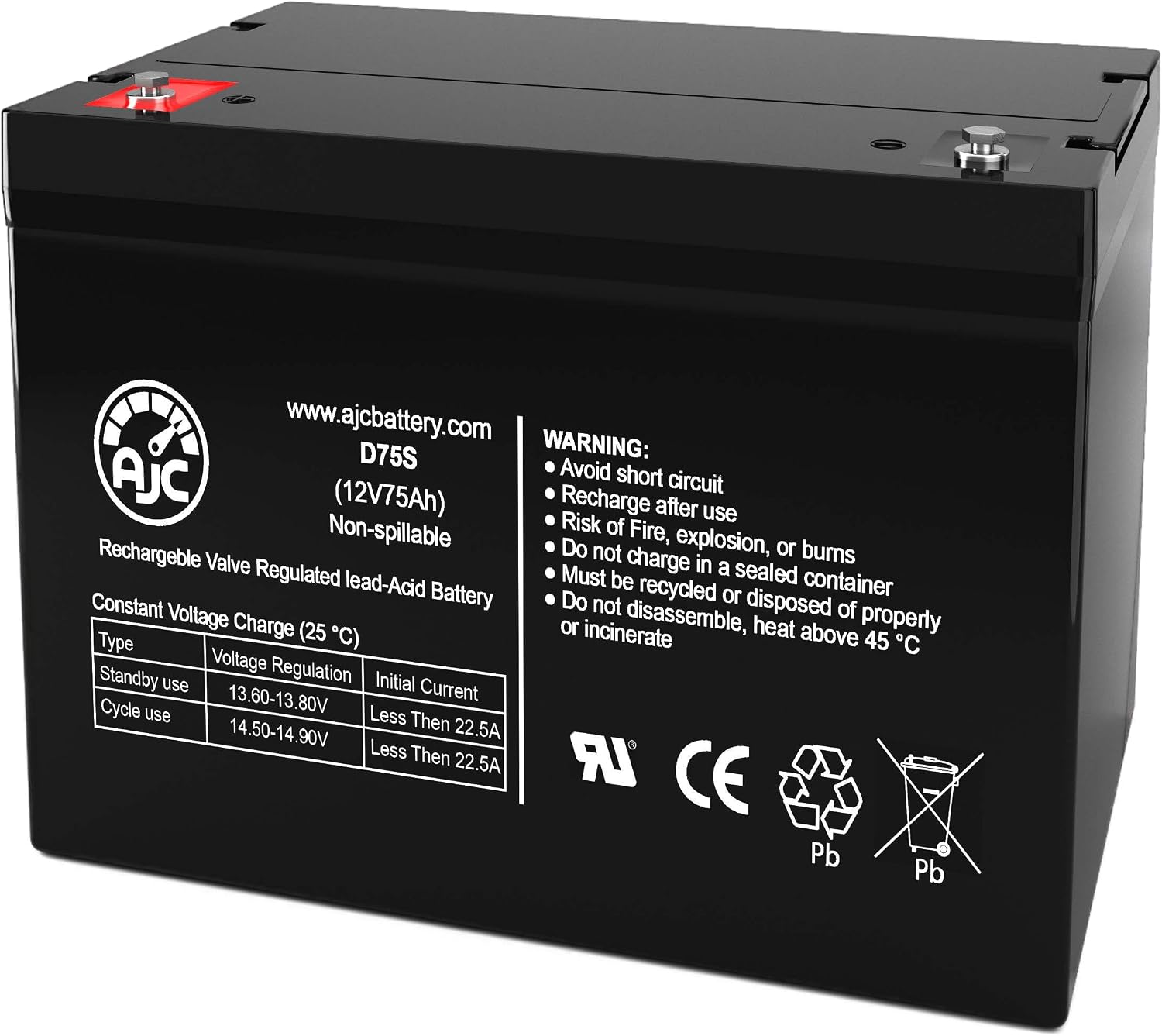 AJC Heartway Vita Monster S12X 12V 75Ah Mobility Scooter Battery - This is an Brand Replacement