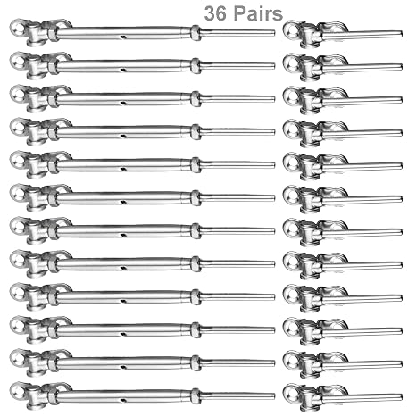 WAYSKA 36 Pairs T316 Stainless Steel Cable Railing Kit Fit 1/8" Wire Rope