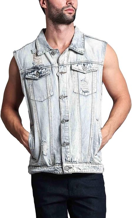 VICTORIOUS Rocker Denim Jean Vest Jacket