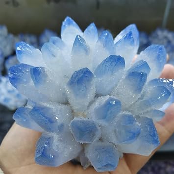 AtkitS Natural Crystal Blue Ghost Phantom Quartz Crystal Cluster Home Ornaments Decoration Gifts Home Decor410-500g