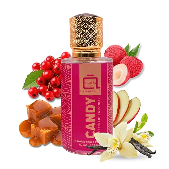 ARABIAN PERFUMES & OILS Candy Non-Alcoholic Perfumes for Women 1.69 Fl Oz. | Sensual Flirty Sweet Fragrance | Long Lasting Travel Size Perfumes