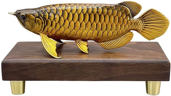 Brass Lucky Fish Statue & Figurine, Arowana Gift & Decor for Men/Lovers