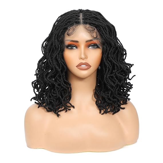 X-TRESS Full Double Lace Faux Locs Twist Wig for Women Natural Black