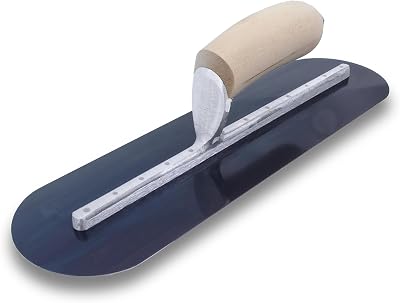MARSHALLTOWN Fully Rounded Concrete Finishing Trowel, Blue Steel Blade, Wood Handle, 16 x 4, Made in The USA, MXS66BFR