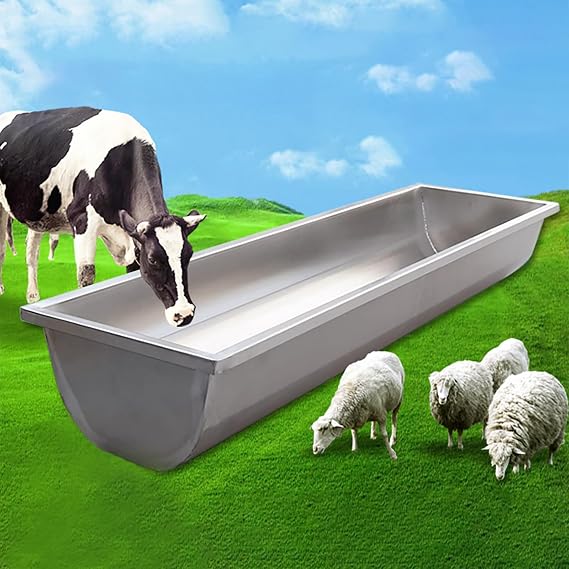SRNSAEB L 50 100 195 CM Metal Cow Water Trough/Pan/Tub, Large Capacity Livestock Hay Feeder for Farm/Pasture/Yard Feeds Horses/Sheep/Calves, Goat Feeding Trough Food Feeders(100cm(39 2/5in))