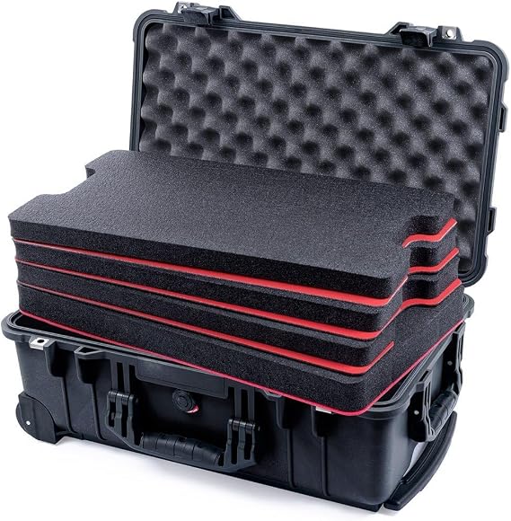 Pelican Protector 1510 Carry-on Case by ColorCase - Black - Medium Size Waterproof Case with Shadow Tool Foam Kit & Convoluted Lid Foam - Black Handles & Latches