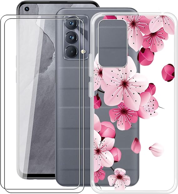 Case for Realme GT Master (6.43 Inch) with 2 X Tempered Glass Screen Protector, Clear Soft Silicone Cover Bumper TPU Shockproof Phone Case for Realme GT Master - WM113