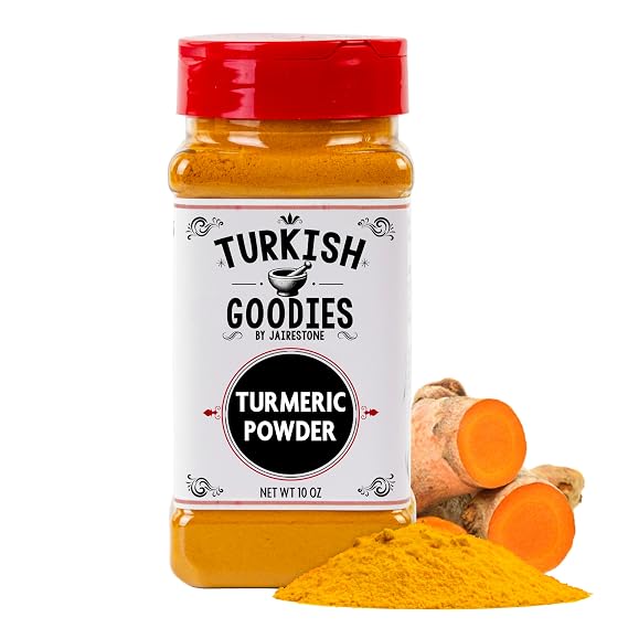 Ground Turmeric Powder 10 oz Premium Quality Curcuma Spice Bright Yellow Color, Earthy Flavor Non-GMO, Resealable Jar Turkish Goodies by Jairestone