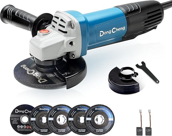 DongCheng Angle Grinder, 4-1/2 Inch 6.7A 800W 11800RPM Paddle Switch Electric Grinder with Cutting & Grinding Wheels for Metal Polishing Rust Removal