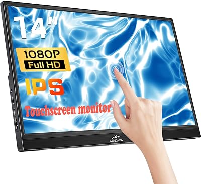 Kenowa Touchscreen Portable Monitor, 14 Inch FHD 1080P IPS Laptop Monitor, USB C HDMI Port External Monitor Built-in Speakers and Stands, Travel Monitor for LaptopPhonePCMacXboxSwitchPS45