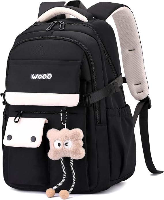 School Bags For Girls,Aesthetic Back to School Backpack Cute Preppy with Pendant Ladies Rucksack Women Lightweight Waterproof Travel Back Pack for Teenage Primary Secondary School Girls Boys