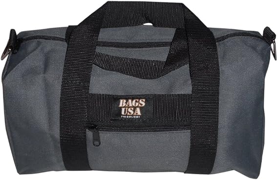 Duffle BAG/Gym Bag,Small Canvas Bag with Front Pocket, Made In USA. (Gray)