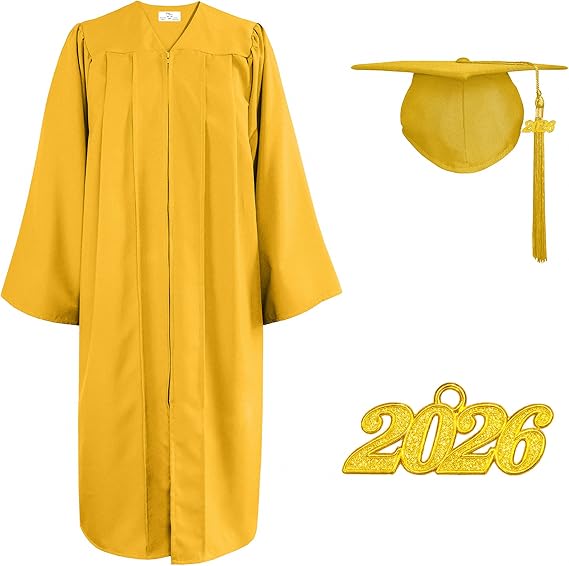 Unisex Adult Matte Graduation Cap and Gown Set with 2026 Tassel