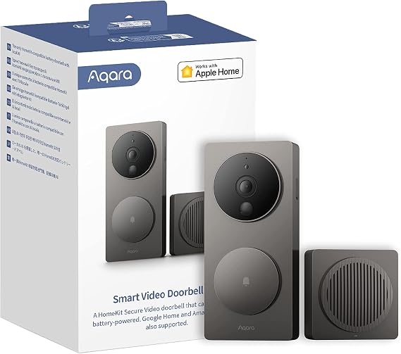 Aqara Video Doorbell G4 with Chime, 1080p FHD HomeKit Secure Video,Gray