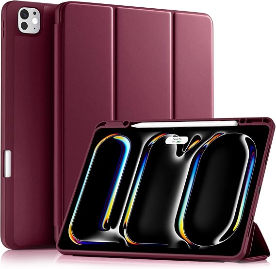 Akkerds Case for iPad Pro 13 Inch M5 2025/M4 2024, WineRed