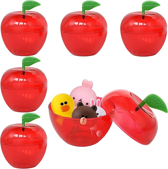 5 Pcs Large Plastic Apple Container | Apple Shaped Candy Toy Gift Filled Containers for Graduation Thank You Teacher Gift, Back to School Gift, Party Favors