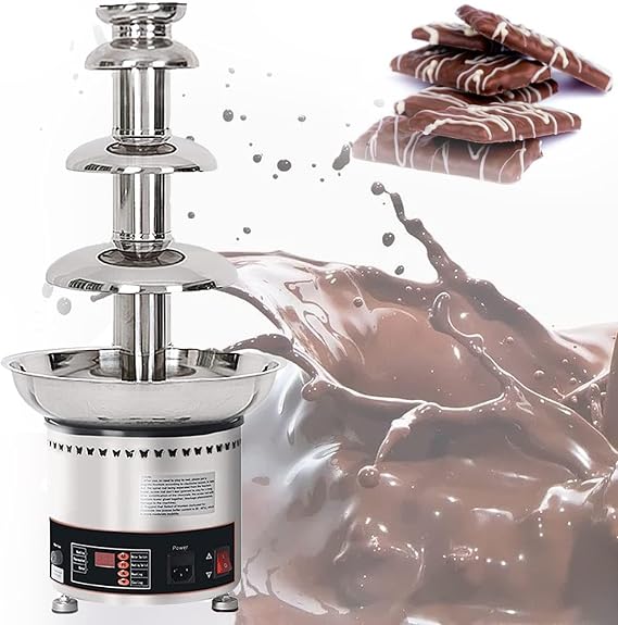 Chocolate Fondue Fountain 4/5/6/7 Tier Chocolate Fountains ,Large Chocolate Fondue Tower Stainless Steel Hot Chocolate Waterfall for Cake Shop,Hotel,House,Restaurant(4 Tier)