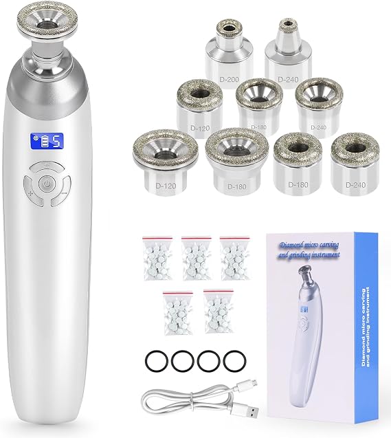 Beauty Star Upgraded Cordless Diamond Micro-dermabrasion Machine, Portable Crystal Tips Tool for Facial Skin Care, Face Pore Vacuum Glow Devices Kit, Home Use Microderm Equipment